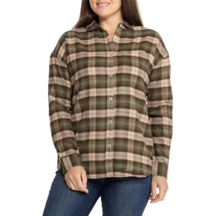 North River Herringbone Boyfriend Shirt - Long Sleeve in Ivy