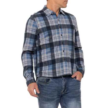 North River Jacquard Knit Button-Front Shirt - Long Sleeve in Coronet Blue