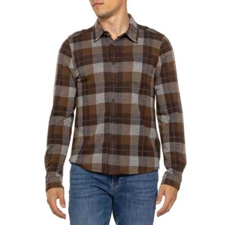 North River Jacquard Knit Button Front Shirt - Long Sleeve in Dark Earth