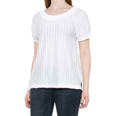 North River Jacquard Knit Peasant Top - Short Sleeve in White