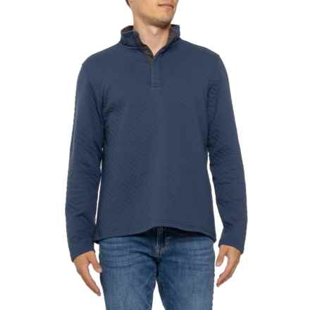 North River Quilted Snap Mock Neck Shirt - Long Sleeve in Indigo