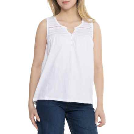 North River Slub Jersey Notch Henley Shirt - Sleeveless in White