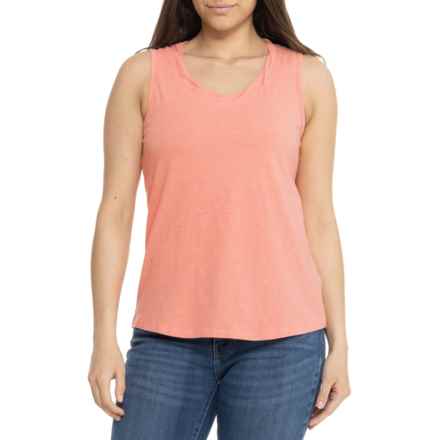North River Slub Jersey Twisted Scoop Neck Tank Top in Coral Haze
