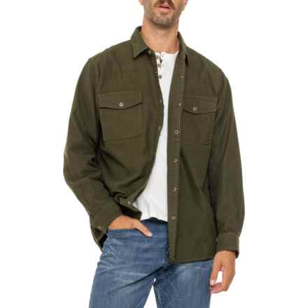 North River Solid Moleskin Shirt Jacket - Snap Front in Olive