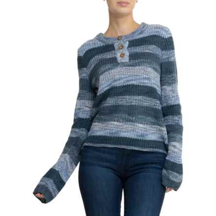 North River Striped Henley Sweater in Denim