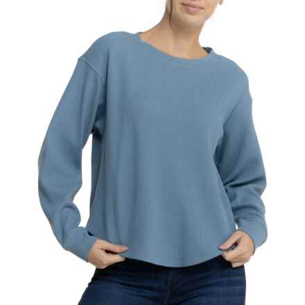 North River Waffle Crew Knit Shirt - Long Sleeve in Blue Shadow