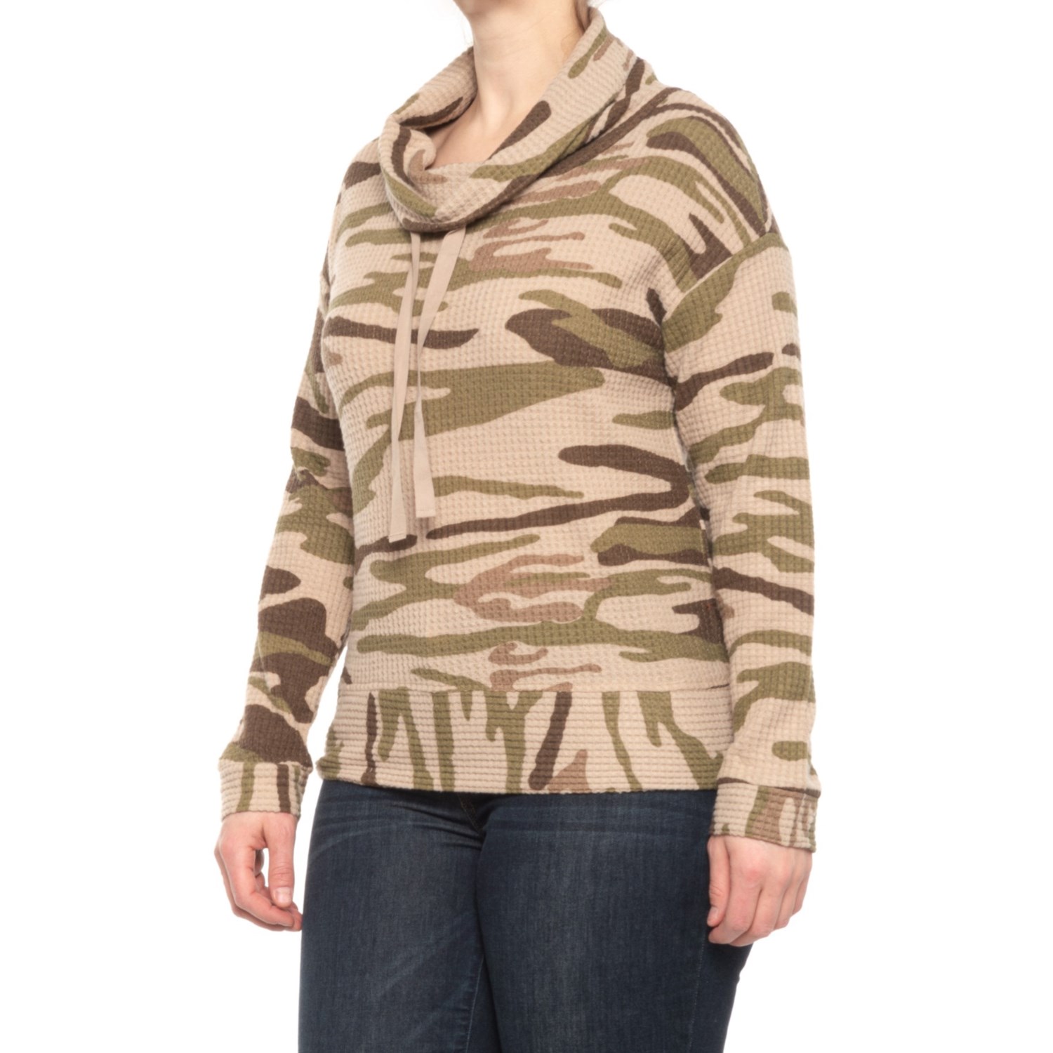 North River WaffleKnit Printed Cowl Neck Shirt (For Women) Save 44