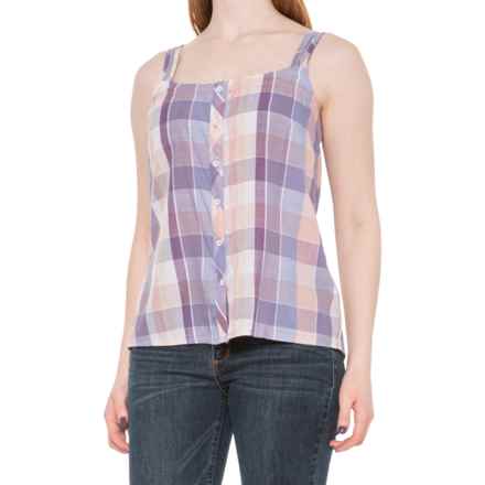 North River Yarn-Dyed Slub-Woven Button-Front Shirt - Sleeveless in Lavender