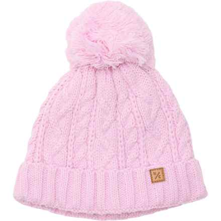Northern Classics Classic Cable-Knit Pompom Beanie (For Newborns) in Soft Pink