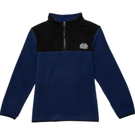 NORTHERN TREK Big Boys Micro Polar Fleece Shirt - Zip Neck in Navy/Black