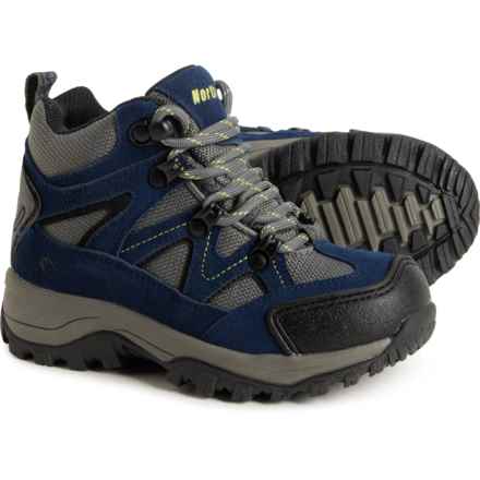 Northside Boys Snohomish Jr. Hiking Boots - Waterproof, Suede in Navy/Volt