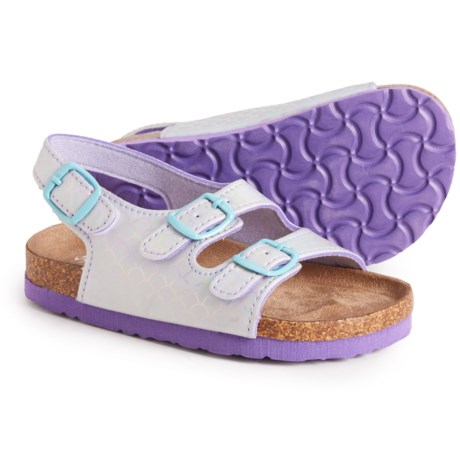 Northside Little Girls Mariani Cork Sandals in Silver/Purple