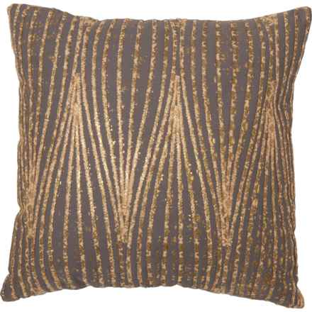 Nourison Metallic Printed and Embroidered Throw Pillow - 18x18” in Charcoal