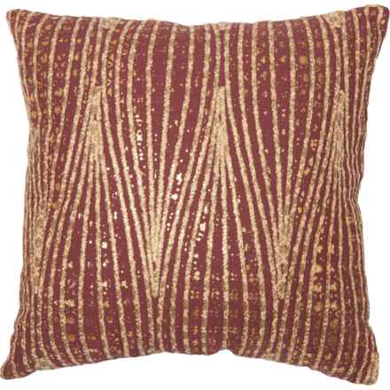 Nourison Metallic Printed and Embroidered Throw Pillow - 18x18” in Maroon