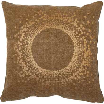 Nourison Metallic Printed Cotton Denim Throw Pillow - 18x18” in Beige
