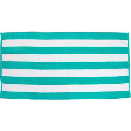Novia Stripe Velour Beach Towel - 450 gsm, 30x60”, Teal Green in Teal Green