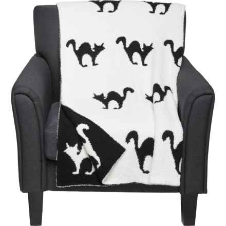 Novogratz Feathered Black Cats Throw Blanket - 50x60” in Black/White