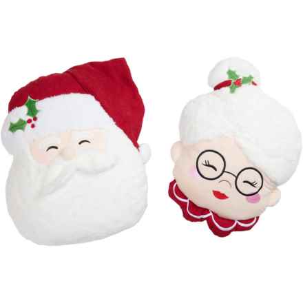 Novogratz Mr. and Mrs. Santa Head Throw Pillow Set - 2-Pack in Peach/Red