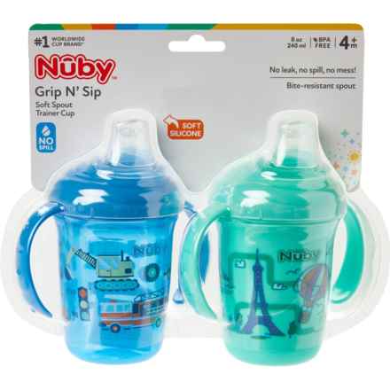 NUBY Flip N’ Sip 2-Handle Cups - 2-Pack, 8 oz. in Blue/Green