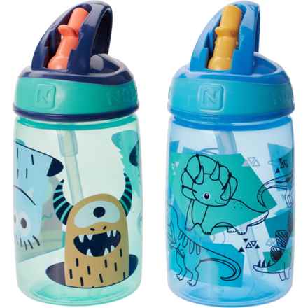NUBY Thirsty Kids Flip-It Freestyle Hard Straw Water Bottle - 2-Pack, 12 oz. in Blue/Aqua