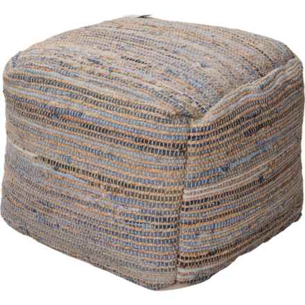 nuLOOM Jute and Denim Ottoman Pouf - 14x18” in Multi