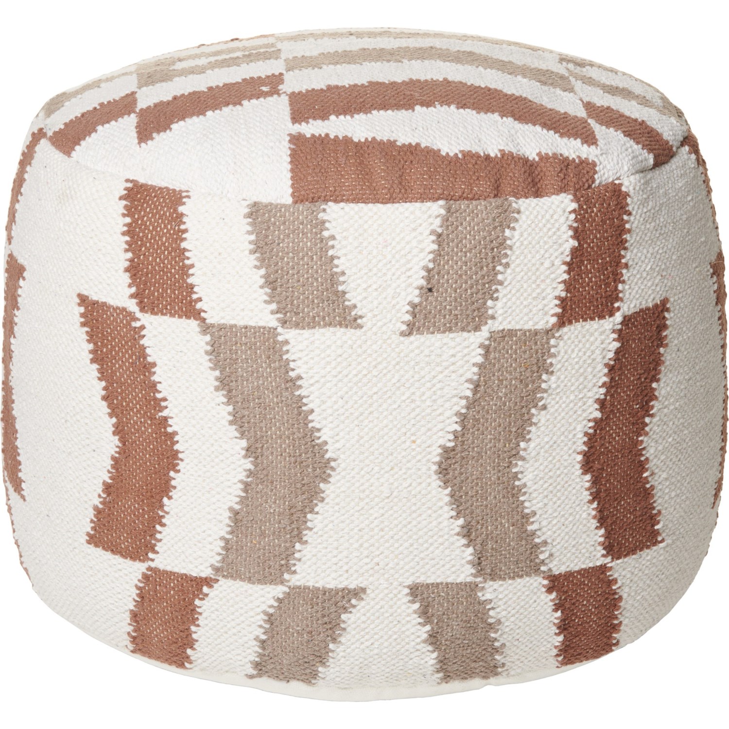 nuLOOM Made in India Flatweave Herringbone Pouf Ottoman 14x20x20