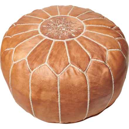 nuLOOM Made in Morocco 100% Genuine Leather Handstitched Moroccan Pouf in Camel