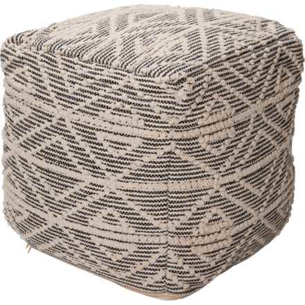 nuLOOM Textured Ottoman Pouf - 18x18” in Black/White