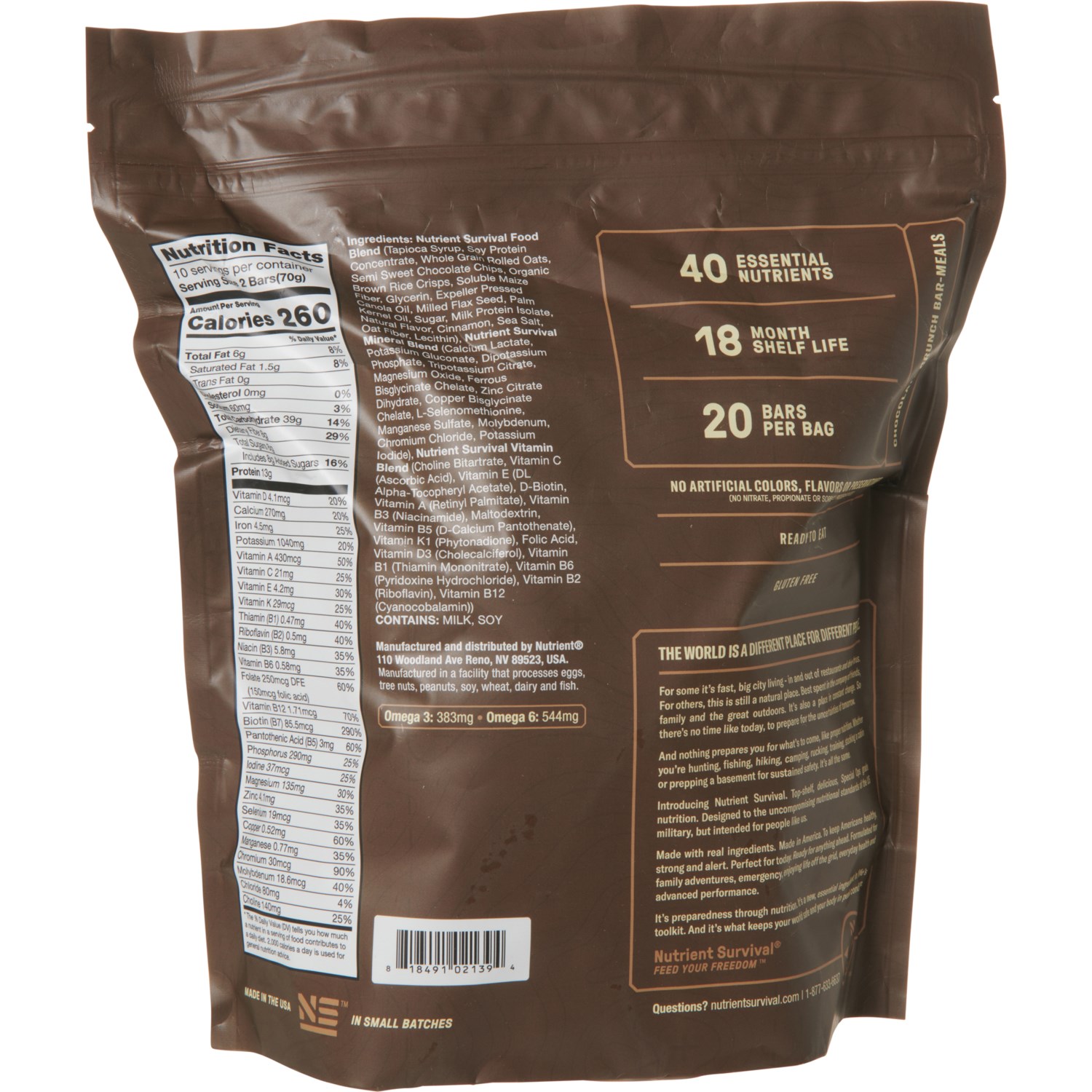 Nutrient Survival Chocolate Crunch Meal Bars 20Pack Save 22