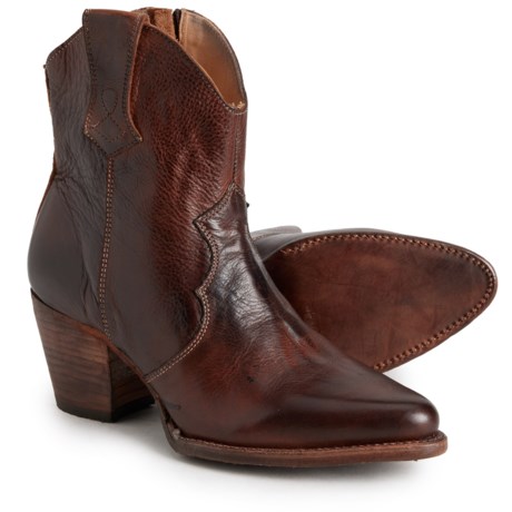 Oak Tree Farms Baila Ankle Cowboy Boots - Leather (For Women) in Teak Rustic