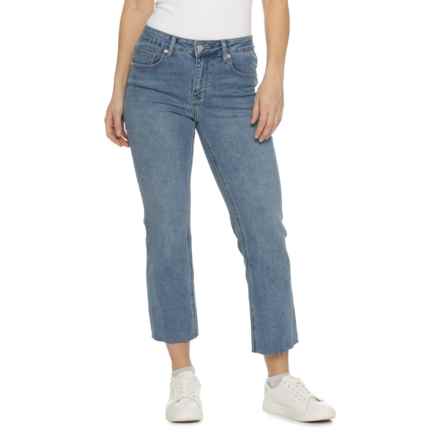 OAT NEW YORK Cropped Mini Flare Leg Jeans - Mid Rise in Lumina Medium Wash