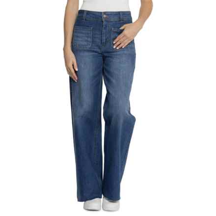 OAT NEW YORK Double Pocket Wide Leg Jeans - High Rise in Zura Medium Dark