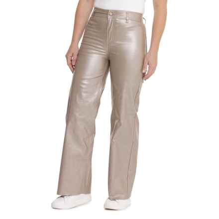 OAT NEW YORK Wide-Leg Glossy Pants in Vintage Brass