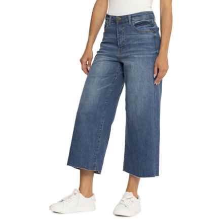 OAT NEW YORK Zura Wide Straight Leg Denim Crop Jeans - High Rise in Med Dark