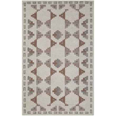 obeetee Hand-Tufted Geometric Wool Area Rug - 5x8’, Annika Neutral in Annika Neutral