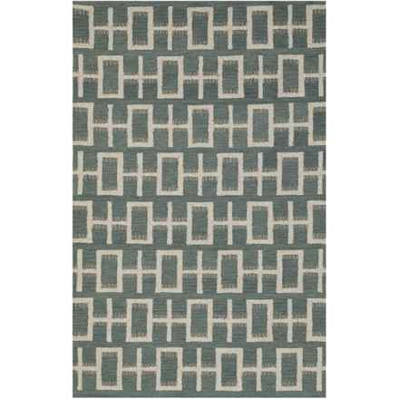 obeetee Hand-Tufted Wool Geometric Floor Runner - 2’6”x8’, Frida Green in Frida Green