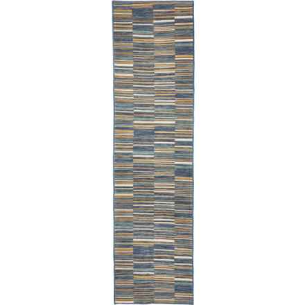 obeetee Lines Indoor-Outdoor Rug - 2x7’6”, Blue in Blue