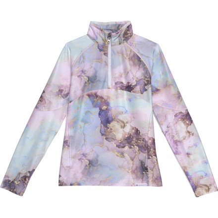 Obermeyer Big Girls Banff Shirt - Zip Neck, Long Sleeve in Crystal Aurora