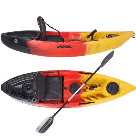OC PADDLE Fishky Sit-on-Top Fishing Kayak with Paddle - 8’5” in Black/Red/Yellow