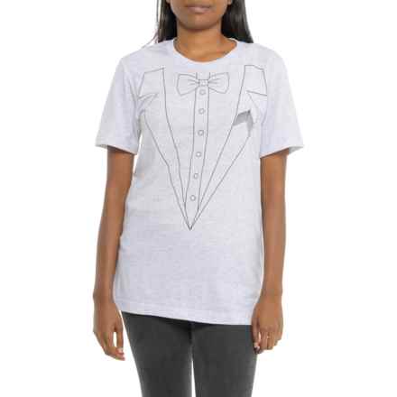Oiselle Tuxedo Shirt - Short Sleeve in White Heather
