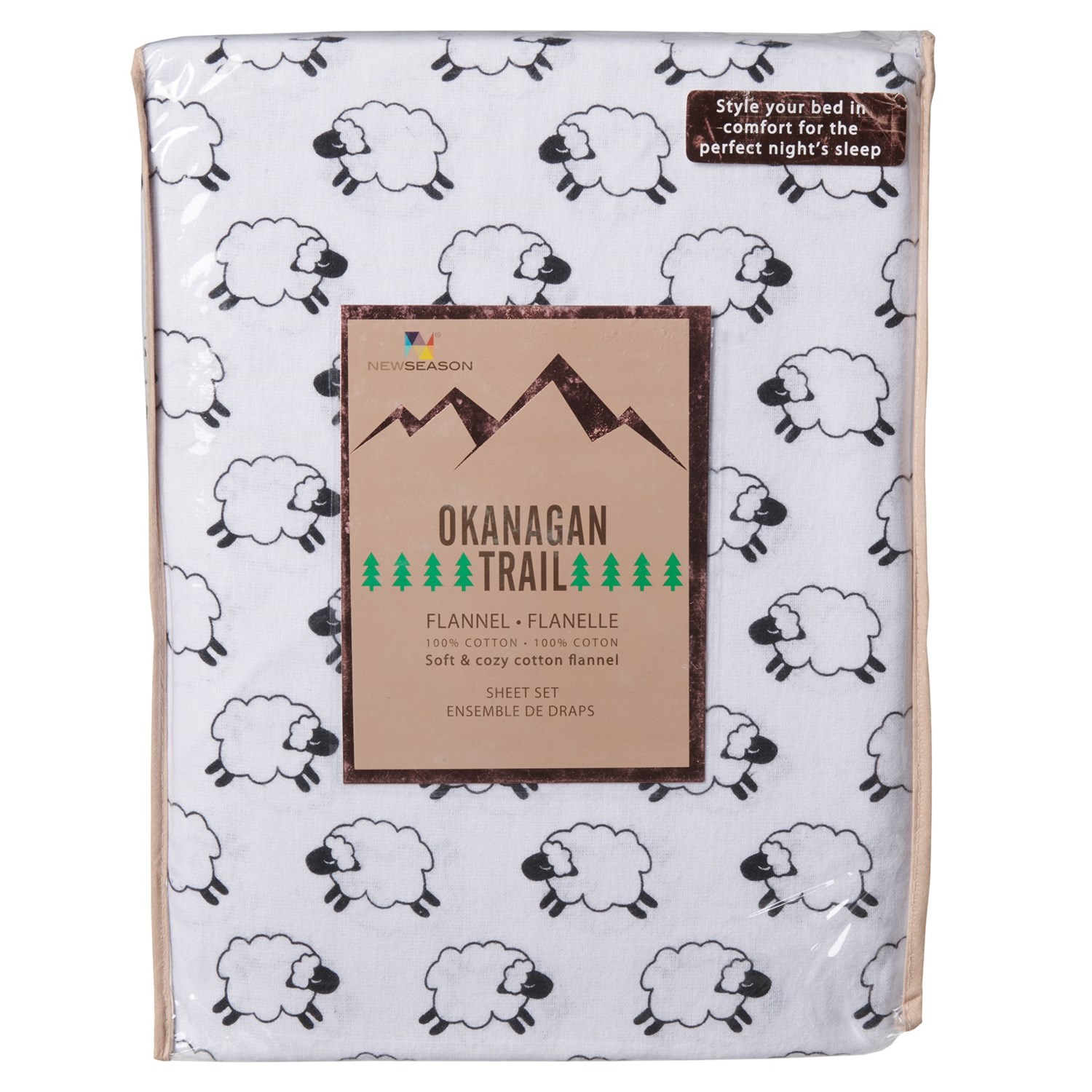 Okanagan Trail Full Night Night Sheep Flannel Sheet Set 150 gsm