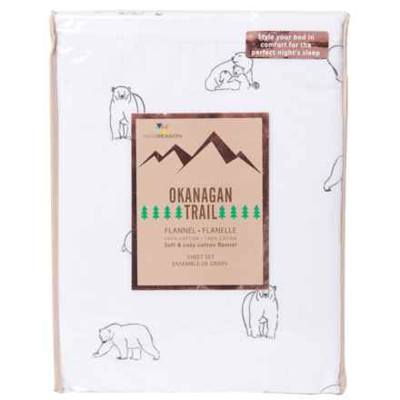 Okanagan Trail Twin Cotton Flannel Polar Bear Sheet Set - 150 gsm, Black-White in Black/White