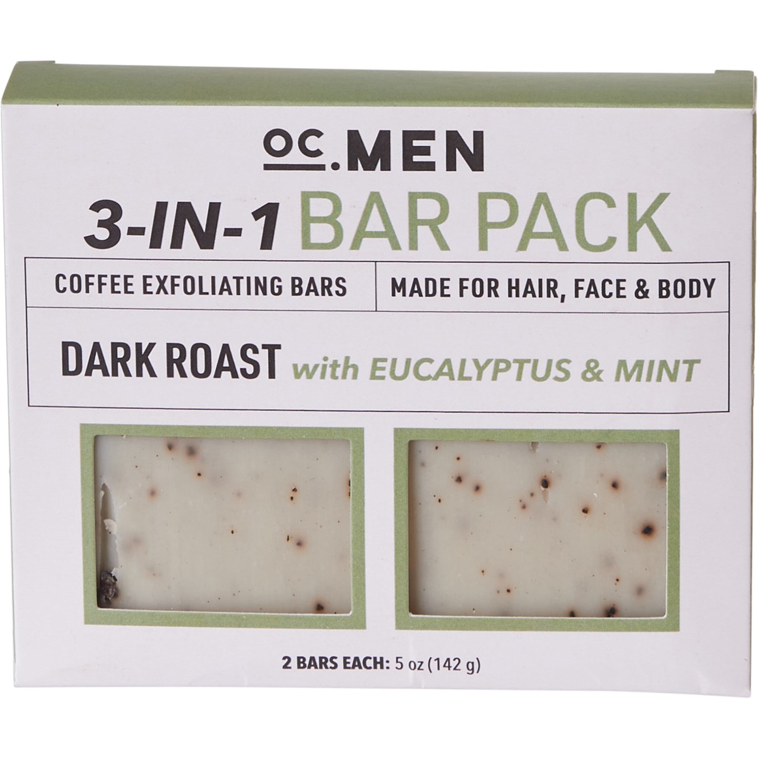 Olivia Care Dark Roast Eucalyptus and Mint 3-in-1 Exfoliating Bar Soap - 2-Pack