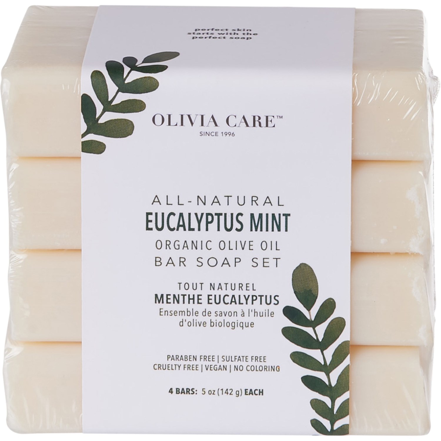 Olivia Care Eucalyptus Mint Bar Soap - 4-Pack, 5 oz.