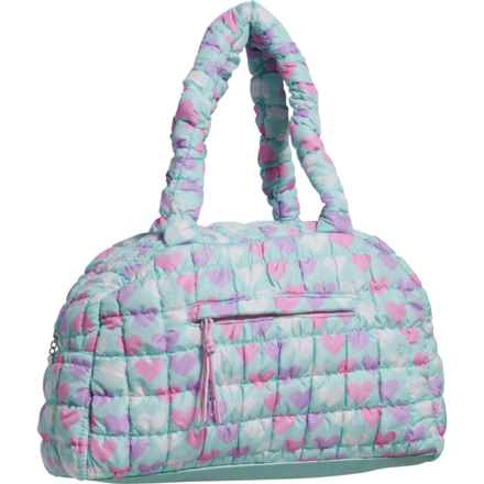 OMG ACCESSORIES Hearts Scrunch Duffel Bag (For Girls) in Light Aqua
