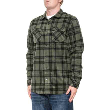 O'Neill Arctic Check Super Fleece Shirt Jacket - Snap Front in Dark Olive