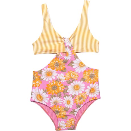 O'Neill Big Girls Sunnyside Floral Loop One-Piece Swimsuit in Pink