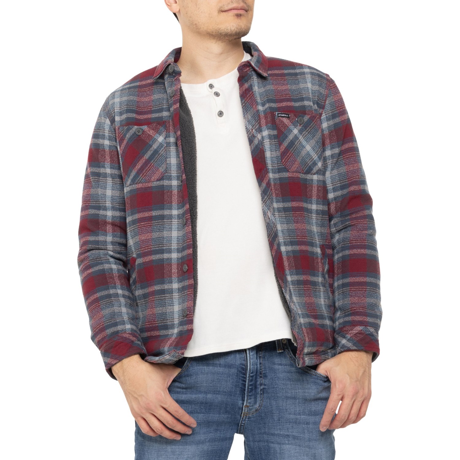 O'Neill Eugene Woven Flannel Shirt Jacket - Sherpa Lined