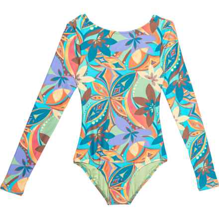 O'Neill Girls Nina Abstract Twist-Back One-Piece Swimsuit - Long Sleeve in Multi