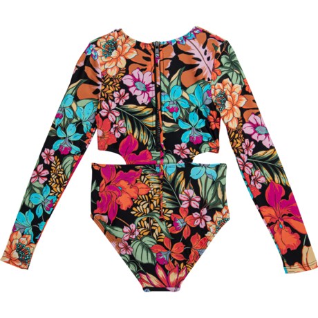 O'Neill Girls Reina Tropical Cutout One-Piece Surf Suit - Long Sleeve ...